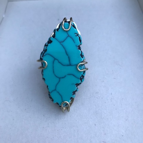Free with $40 Purchase-Huge Gold Turquoise Ring - Picture 1 of 4